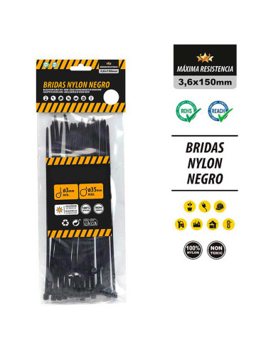 Tradineur - Pack de 400 bridas de nylon, bridas universales para organización de cables, reutilizables, resistentes a UV y tracc