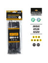 Tradineur - Pack de 400 bridas de nylon, bridas universales para organización de cables, reutilizables, resistentes a UV y tracc
