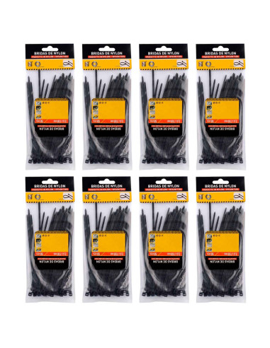 Tradineur - Pack de 400 bridas de nylon, bridas universales para organización de cables, reutilizables, resistentes a UV y tracc