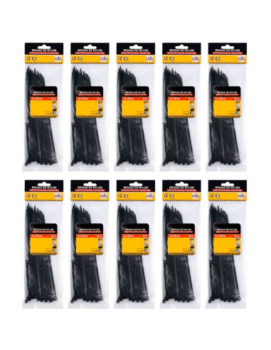 Tradineur - Pack de 400 bridas de nylon, bridas universales para organización de cables, reutilizables, resistentes a UV y tracc