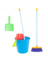 Tradineur - Kit de limpieza de juguete con 4 utensilios, plástico resistente, cubo, fregona, escoba y recogedor, barrer, fregar,
