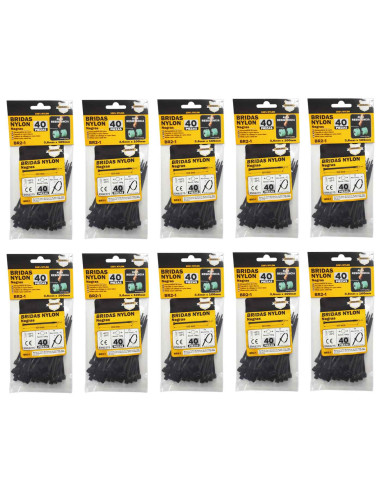 Tradineur - Pack de 400 bridas de nylon, bridas universales para organización de cables, reutilizables, resistentes a UV y tracc