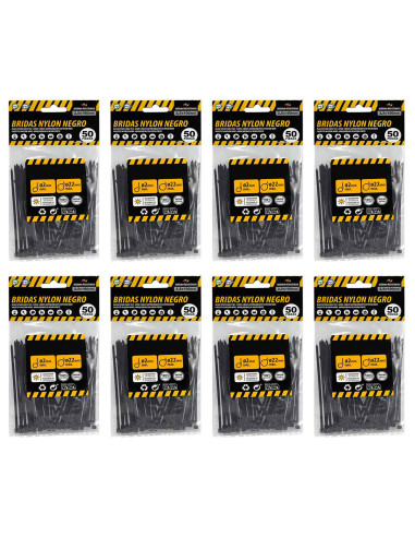 Tradineur - Pack de 400 bridas de nylon, bridas universales para organización de cables, reutilizables, resistentes a UV y tracc
