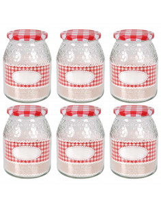Tradineur - Pack de 6 tarros de miel - Fabricado en Cristal - Capacidad de 1 Litro - Ideal para el almacenamiento tanto de miel