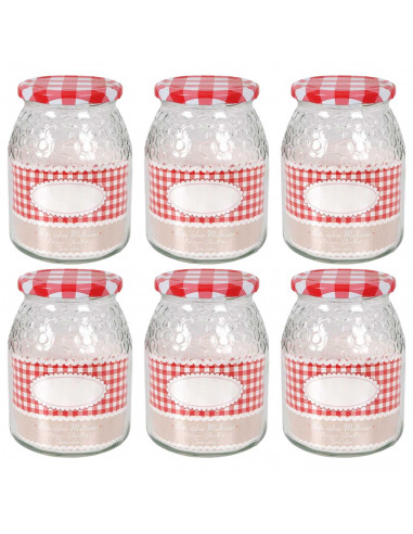 Tradineur - Pack de 6 tarros de miel - Fabricado en Cristal - Capacidad de 1 Litro - Ideal para el almacenamiento tanto de miel