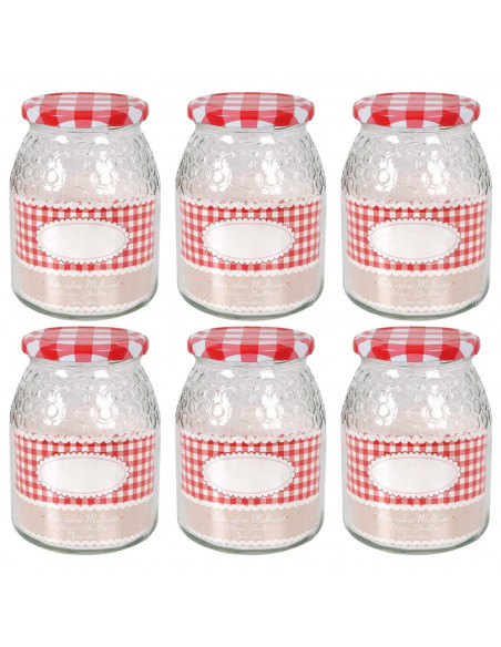 Tradineur - Pack de 6 tarros de miel - Fabricado en Cristal - Capacidad de 1 Litro - Ideal para el almacenamiento tanto de miel