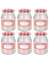 Tradineur - Pack de 6 tarros de miel - Fabricado en Cristal - Capacidad de 1 Litro - Ideal para el almacenamiento tanto de miel
