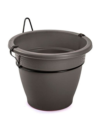 Tradineur - Maceta redonda de plástico con soporte para pared, macetero, tiesto colgar, recipiente para plantas, flores, balcón,