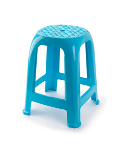 Tradineur - Taburete de plástico con reposapiés - Asiento de 26 x 26 cm - Banqueta multiusos, cocina, salón, baño, hogar - Fabri