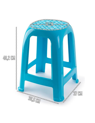 Tradineur - Taburete de plástico con reposapiés - Asiento de 26 x 26 cm - Banqueta multiusos, cocina, salón, baño, hogar - Fabri