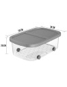 Tradineur - Caja de almacenamiento con ruedas y tapa con doble abertura, plástico, contenedor, juguetes, libros, ropa, mantas, f