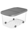 Tradineur - Caja de almacenamiento con ruedas y tapa con doble abertura, plástico, contenedor, juguetes, libros, ropa, mantas, f