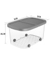 Tradineur - Caja de almacenamiento con ruedas y tapa con doble abertura, plástico, contenedor, juguetes, libros, ropa, mantas, f