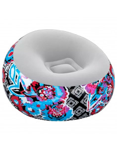 Tradineur - Sillón Inflable Puff - Diseño de Flores - Fabricado en Vinilo - Max.: 100 kg - Ideal para adultos y niños - 66 x 112