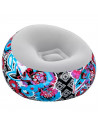 Tradineur - Sillón Inflable Puff - Diseño de Flores - Fabricado en Vinilo - Max.: 100 kg - Ideal para adultos y niños - 66 x 112