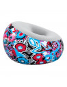 Tradineur - Sillón Inflable Puff - Diseño de Flores - Fabricado en Vinilo - Max.: 100 kg - Ideal para adultos y niños - 66 x 112