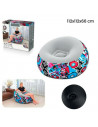 Tradineur - Sillón Inflable Puff - Diseño de Flores - Fabricado en Vinilo - Max.: 100 kg - Ideal para adultos y niños - 66 x 112