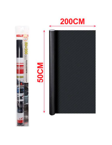 Tradineur - Película decorativa para coche, lámina, cinta autoadhesiva, rollo de film, fibra carbono, tuning, vinilo, impermeabl