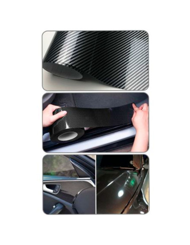 Tradineur - Película decorativa para coche, lámina, cinta autoadhesiva, rollo de film, fibra carbono, tuning, vinilo, impermeabl