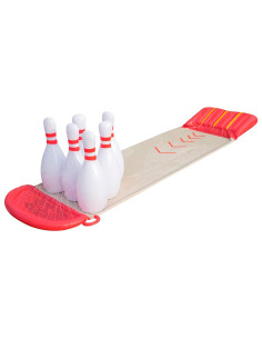 Tradineur - Pista Deslizante Hinchable - Bolera "H2O GO!" - Incluye 6 bolos - Pulverizador de agua con conexión a manguera de ja