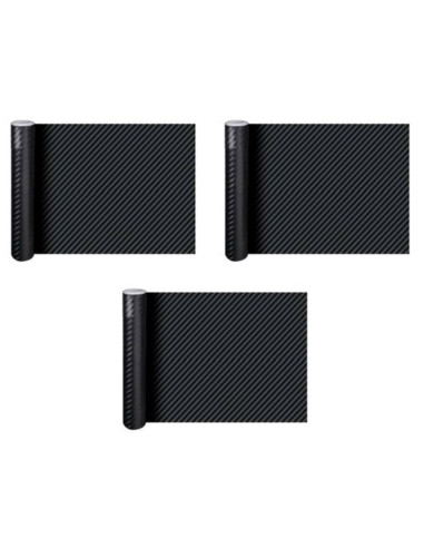 Tradineur - Pack de 3 rollos de película decorativa para coche, lámina, cinta autoadhesiva, film, fibra carbono, tuning, vinilo,