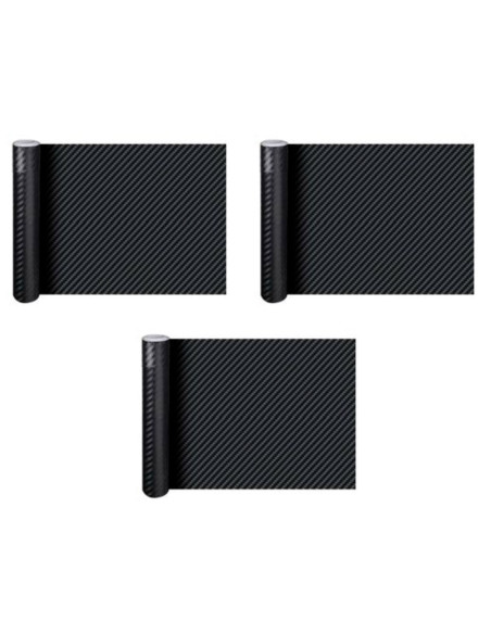 Tradineur - Pack de 3 rollos de película decorativa para coche, lámina, cinta autoadhesiva, film, fibra carbono, tuning, vinilo,