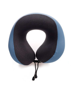 Tradineur - Almohada viscoelástica cervical de viaje, reposacabezas, soporte de cuello, cojín, poliéster y algodón, espuma memor