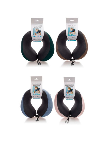 Tradineur - Almohada viscoelástica cervical de viaje, reposacabezas, soporte de cuello, cojín, poliéster y algodón, espuma memor