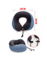 Tradineur - Almohada viscoelástica cervical de viaje, reposacabezas, soporte de cuello, cojín, poliéster y algodón, espuma memor