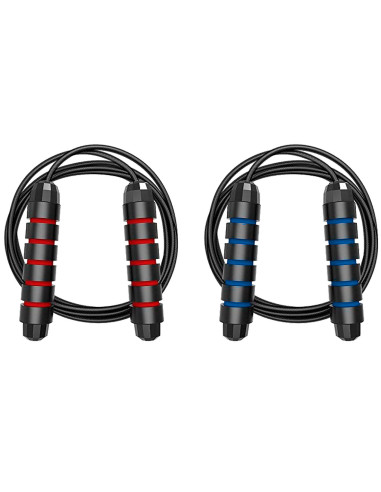 Tradineur - Cuerda Fitness para saltar - Longitud de 280 cm - Asa de Espuma Foam viscoelástica - Cuerda ajustable - Color Aleato