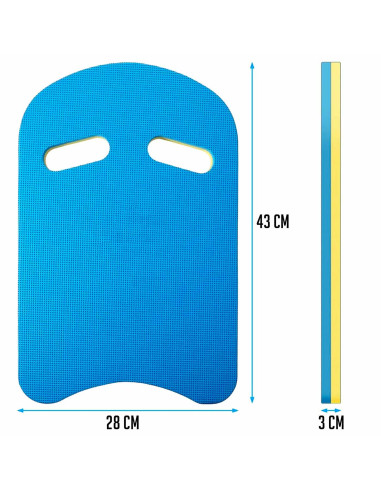 Tradineur - Tabla de natación - Fabricado en Goma Eva - Forma Rectangular - Ideal como apoyo en la natación - 43 x 28 cm - Color