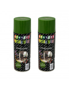 Montoro - Pack 2 botes de pintura en spray verde máquina A38 400 ml, válido para multitud de superficies de interior y exterior.