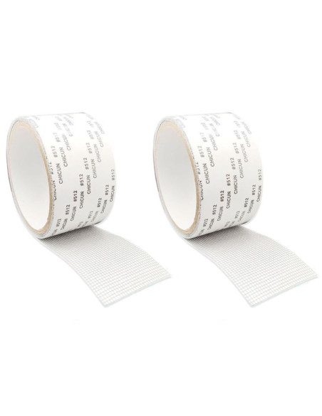 Tradineur - Pack de 2 rollos de cinta adhesiva para reparar mosquiteras, PU, resistente, recortable, puertas y ventanas (Blanco