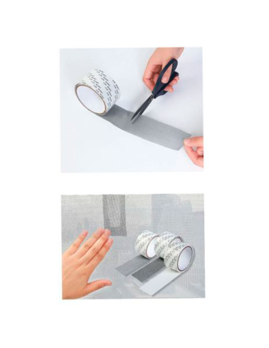 Tradineur - Pack de 2 rollos de cinta adhesiva para reparar mosquiteras, PU, resistente, recortable, puertas y ventanas (Blanco