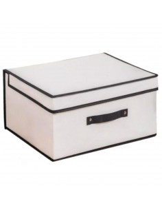 Tradineur - Organizador rectangular de tela con asa, caja plegable, ordenación, ropa, armario, almacenamiento, 41 x 35 x 20 cm,
