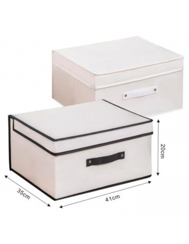 Tradineur - Organizador rectangular de tela con asa, caja plegable, ordenación, ropa, armario, almacenamiento, 41 x 35 x 20 cm,