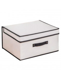 Tradineur - Organizador rectangular de tela, caja plegable con asa, ordenación, ropa, armario, almacenamiento, 60 x 40 x 30 cm,