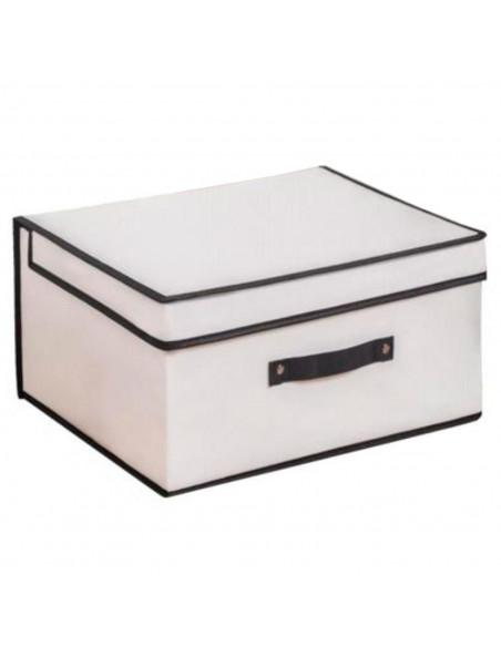 Tradineur - Organizador rectangular de tela, caja plegable con asa, ordenación, ropa, armario, almacenamiento, 60 x 40 x 30 cm,