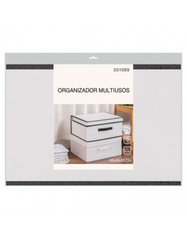Tradineur - Organizador rectangular de tela, caja plegable con asa, ordenación, ropa, armario, almacenamiento, 60 x 40 x 30 cm,