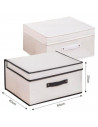 Tradineur - Organizador rectangular de tela, caja plegable con asa, ordenación, ropa, armario, almacenamiento, 60 x 40 x 30 cm,