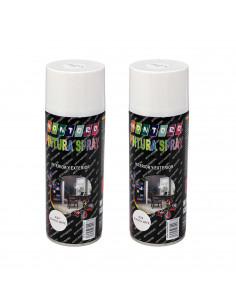Montoro - Pack de 2 botes de pintura en spray blanco mate A24 400 ml, válido para multitud de superficies de interior y exterior