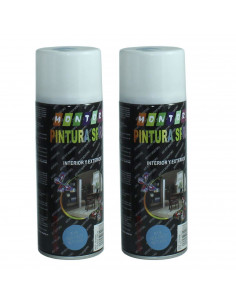 Montoro - Pack 2 botes de pintura en spray azul cielo A19 400 ml, válido para multitud de superficies de interior y exterior