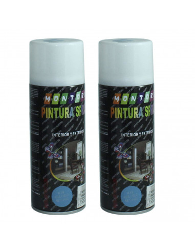 Montoro - Pack 2 botes de pintura en spray azul cielo A19 400 ml, válido para multitud de superficies de interior y exterior