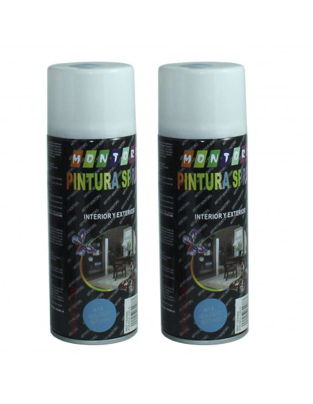 Montoro - Pack 2 botes de pintura en spray azul cielo A19 400 ml, válido para multitud de superficies de interior y exterior