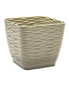Tradineur - Maceta Cuadrada con plato - Diseño Wind - Fabricado en plástico - Ideal para jardín exterior, terraza o balcón - 14