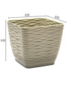Tradineur - Maceta Cuadrada con plato - Diseño Wind - Fabricado en plástico - Ideal para jardín exterior, terraza o balcón - 14