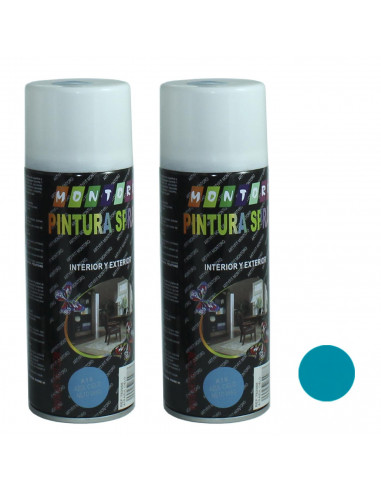 Montoro - Pack 2 botes de pintura en spray azul cielo A19 400 ml, válido para multitud de superficies de interior y exterior