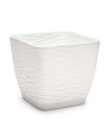 Tradineur - Maceta Cuadrada con plato - Diseño Wind - Fabricado en plástico - Ideal para jardín exterior, terraza o balcón - 17