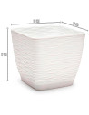 Tradineur - Maceta Cuadrada con plato - Diseño Wind - Fabricado en plástico - Ideal para jardín exterior, terraza o balcón - 17