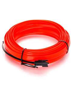 Tradineur - Tira de luz LED Interno para automóviles (12 V) - Fabricado en PVC - Conexión de encendedor de cigarros - Color Rojo